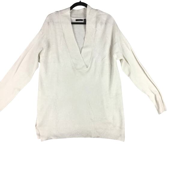 RDI Women’s Small Oversized Tunic Sweater – Cream Pearl Essence Deep V-Neck - Picture 1 of 11